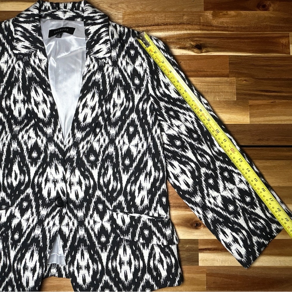 Talbots Black White Abstract Patterned Jacket Bla… - image 6
